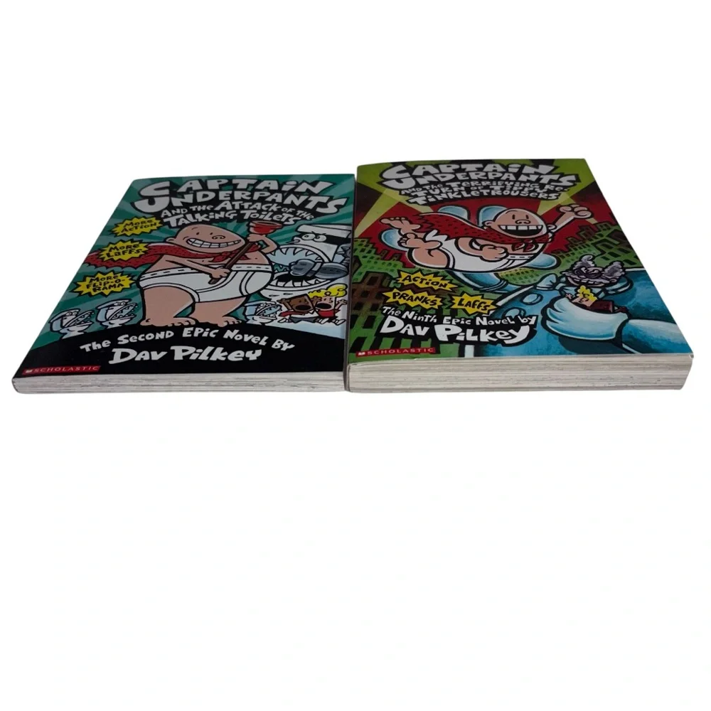 Captain Underpants by Dav Pilkey 2 Paperback Books Scholastic Reading Book #2 #9